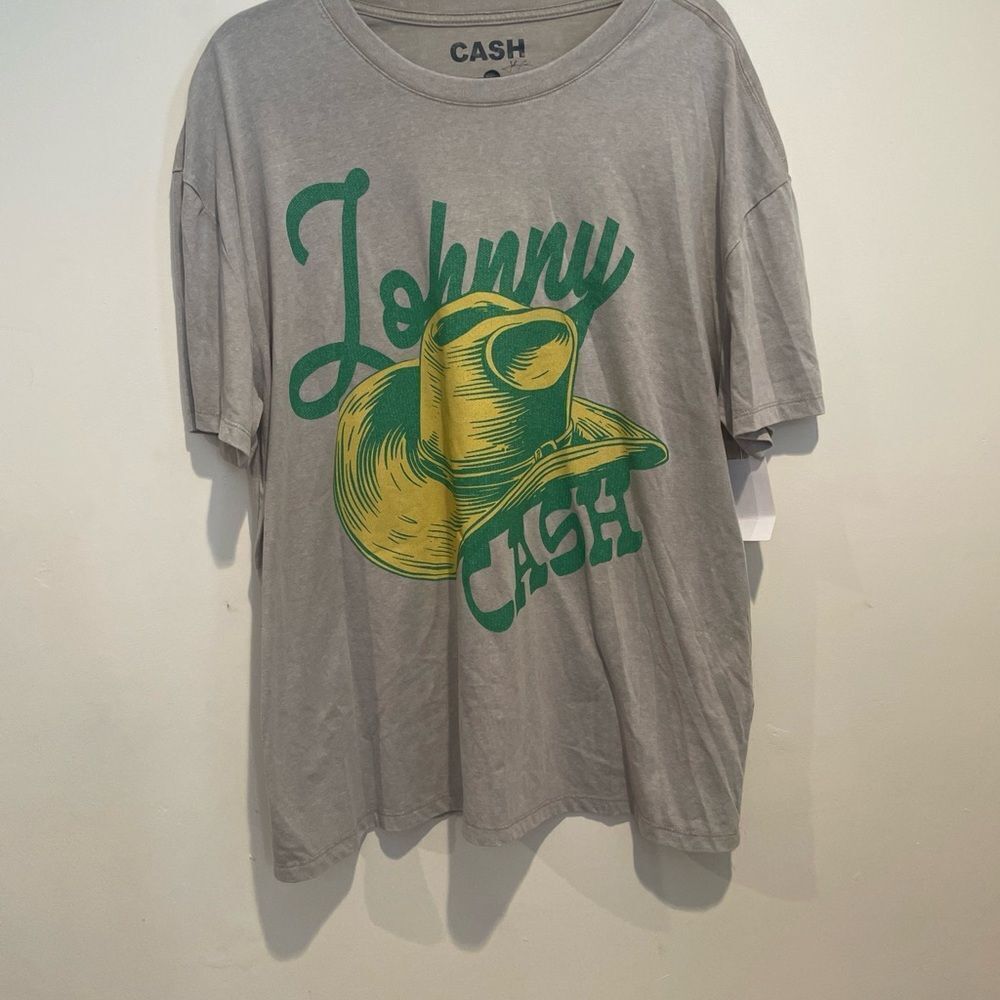 Ash Gray Tee with Green and Yellow Graphic